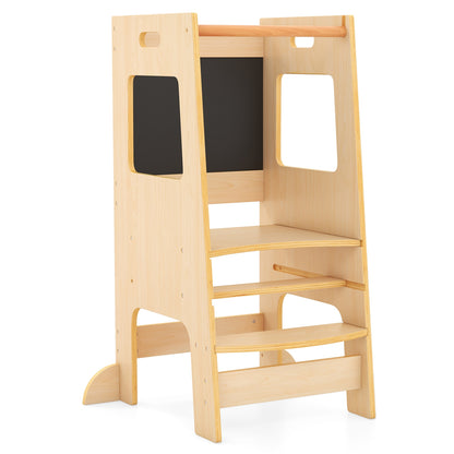 Tabouret de cuisine pour tout-petits, hauteur réglable, tableau noir, naturel