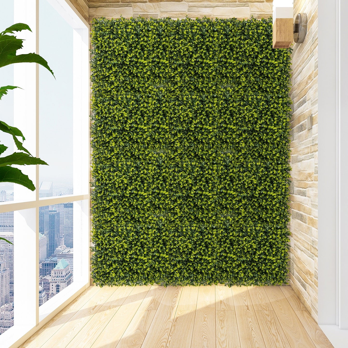 12 Pieces 20 Inch x 20 Inch Artificial Hedge Eucalyptus Panels, Green Decorative Fencing & Flooring at Gallery Canada