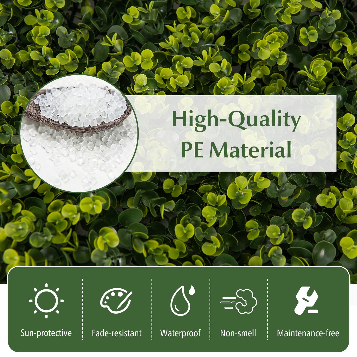 12 Pieces 20 Inch x 20 Inch Artificial Hedge Eucalyptus Panels, Green Decorative Fencing & Flooring at Gallery Canada