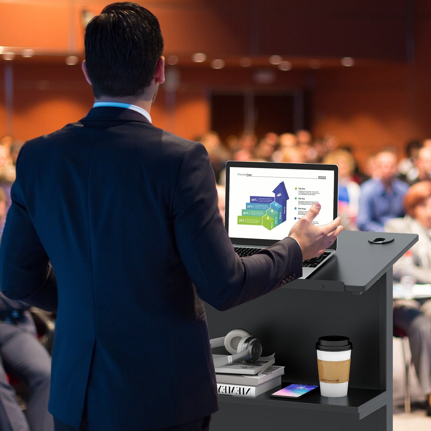 3-Position Adjustable Lectern Table, Black Standing Desks at Gallery Canada
