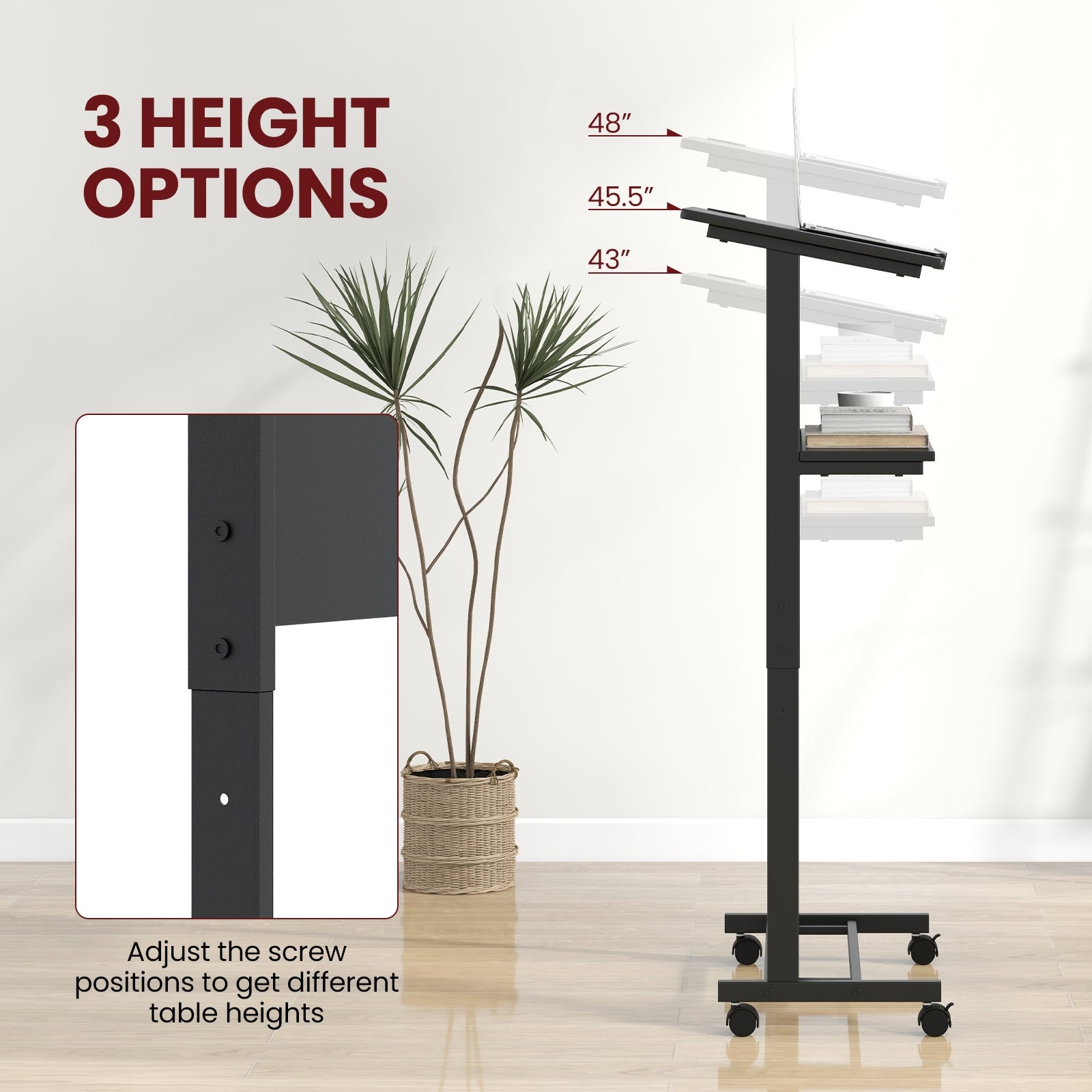 3-Position Adjustable Lectern Table, Black Standing Desks at Gallery Canada