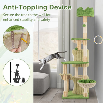 63 Inch Multi-Level Cat Tower, 2 Condos, Green Cat Trees Condos & Scratchers at Gallery Canada