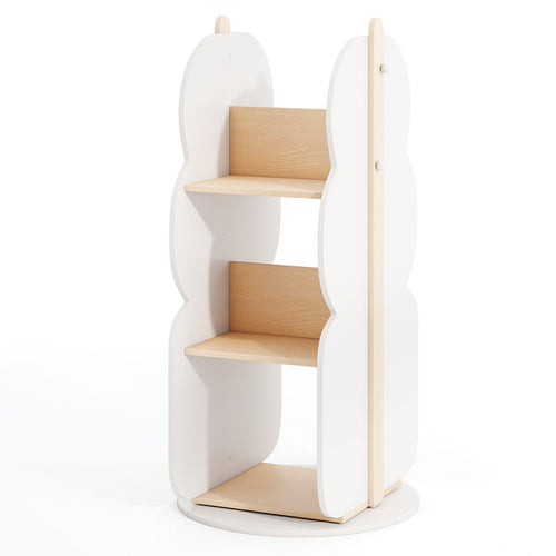 360° Kid's Rotating Bookshelf Toy Storage Organizer with 5 Shelves, White