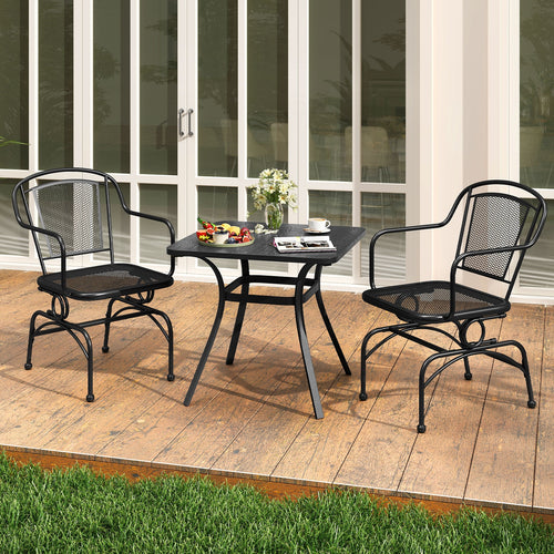 Outdoor Rocking Chair Set of 2 with Mesh Backrest and Seat for Yard, Black