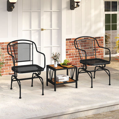 Outdoor Rocking Chair Set of 2 with Mesh Backrest and Seat for Yard, Black Patio Rocking Chairs & Gliders at Gallery Canada