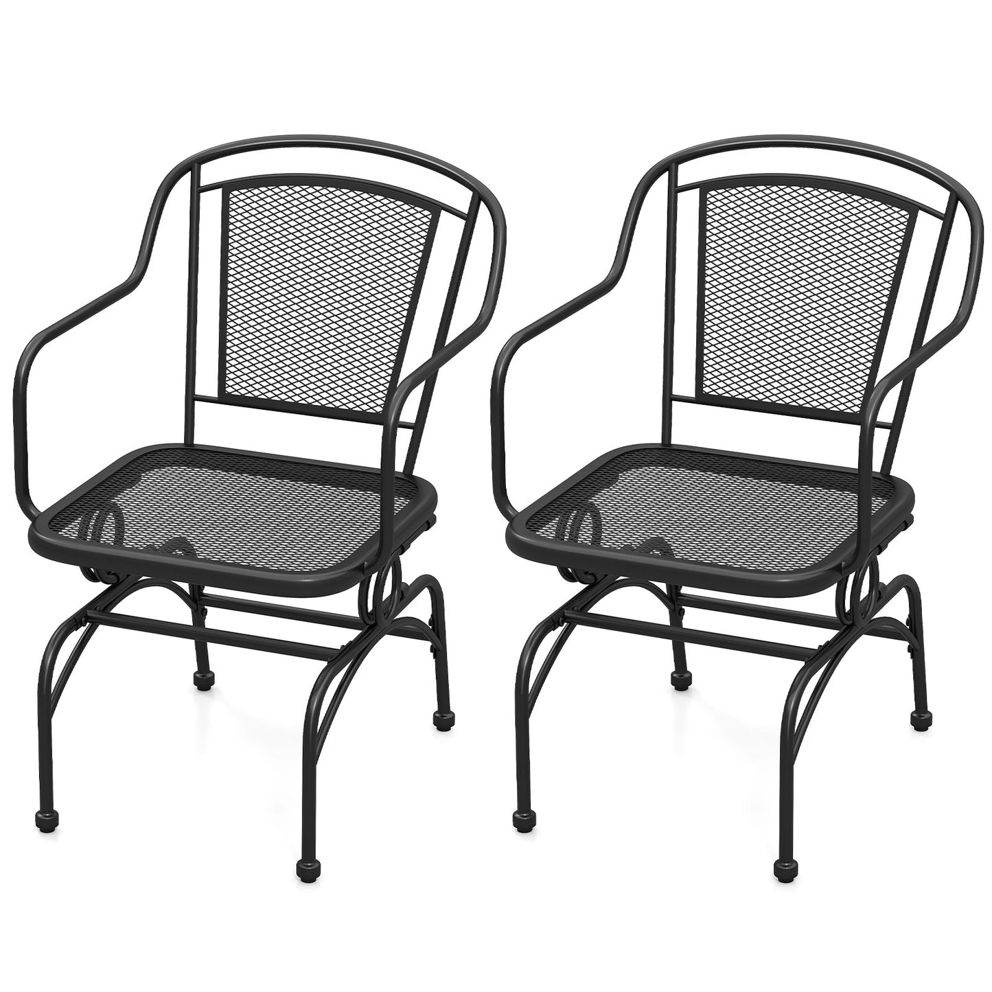 Outdoor Rocking Chair Set, 2 Mesh Backrest, Black Patio Rocking Chairs & Gliders at Gallery Canada