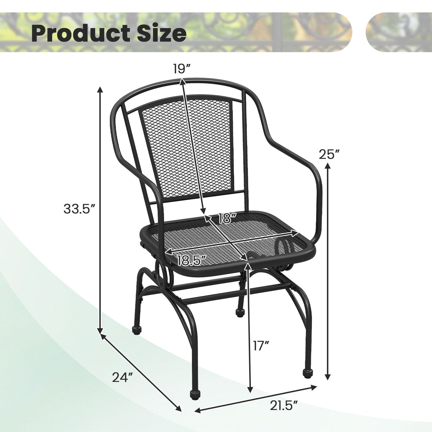 Outdoor Rocking Chair Set of 2 with Mesh Backrest and Seat for Yard, Black Patio Rocking Chairs & Gliders at Gallery Canada