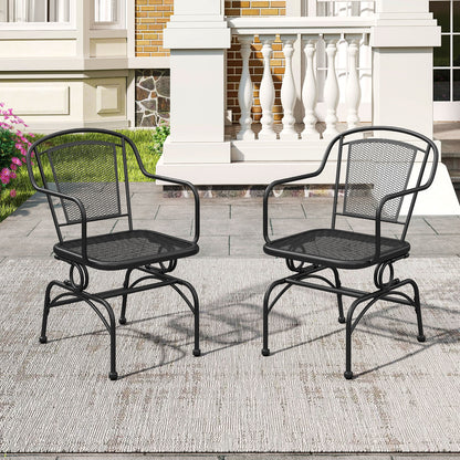 Outdoor Rocking Chair Set of 2 with Mesh Backrest and Seat for Yard, Black Patio Rocking Chairs & Gliders at Gallery Canada