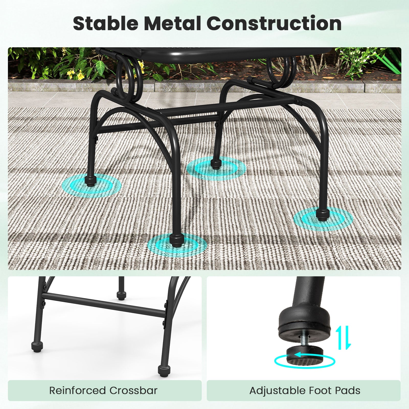 Outdoor Rocking Chair Set of 2 with Mesh Backrest and Seat for Yard, Black Patio Rocking Chairs & Gliders at Gallery Canada