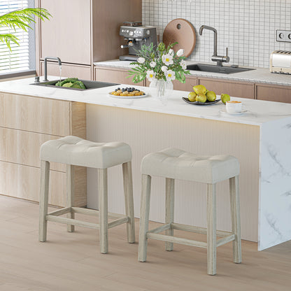 Set of 2/4 Upholstered Counter Height Bar Stool with Curved Saddle-Seat, Light Gray Bar Stools at Gallery Canada