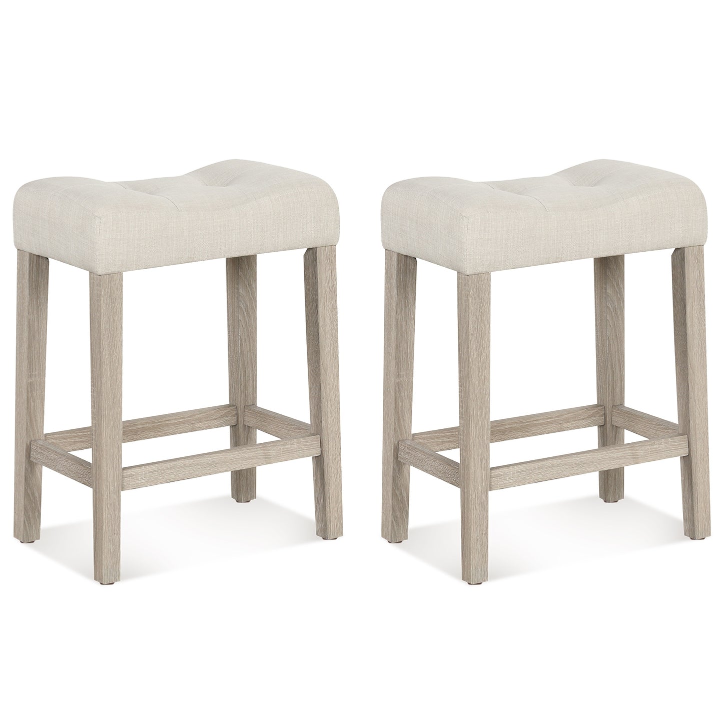 Set of 2/4 Upholstered Counter Height Bar Stool with Curved Saddle-Seat, Light Gray Bar Stools at Gallery Canada