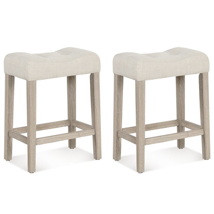 Set of 2/4 Upholstered Counter Height Bar Stool with Curved Saddle-Seat, Light Gray Bar Stools Light Gray at Gallery Canada