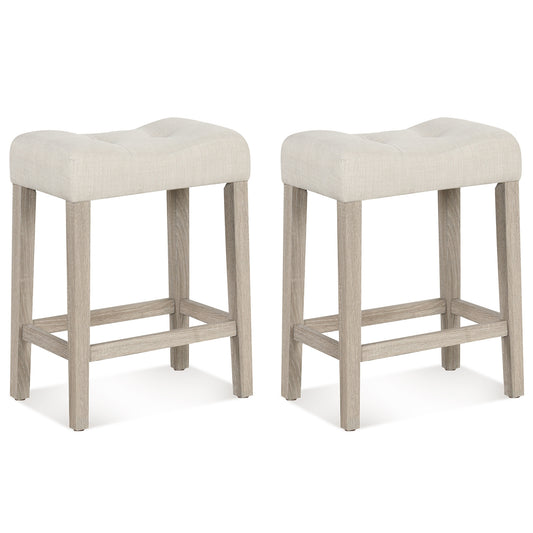 Set of 2/4 Upholstered Counter Height Bar Stool with Curved Saddle-Seat, Light Gray Bar Stools Light Gray at Gallery Canada