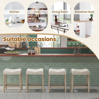 Set of 2/4 Upholstered Counter Height Bar Stool with Curved Saddle-Seat, Light Gray Bar Stools at Gallery Canada