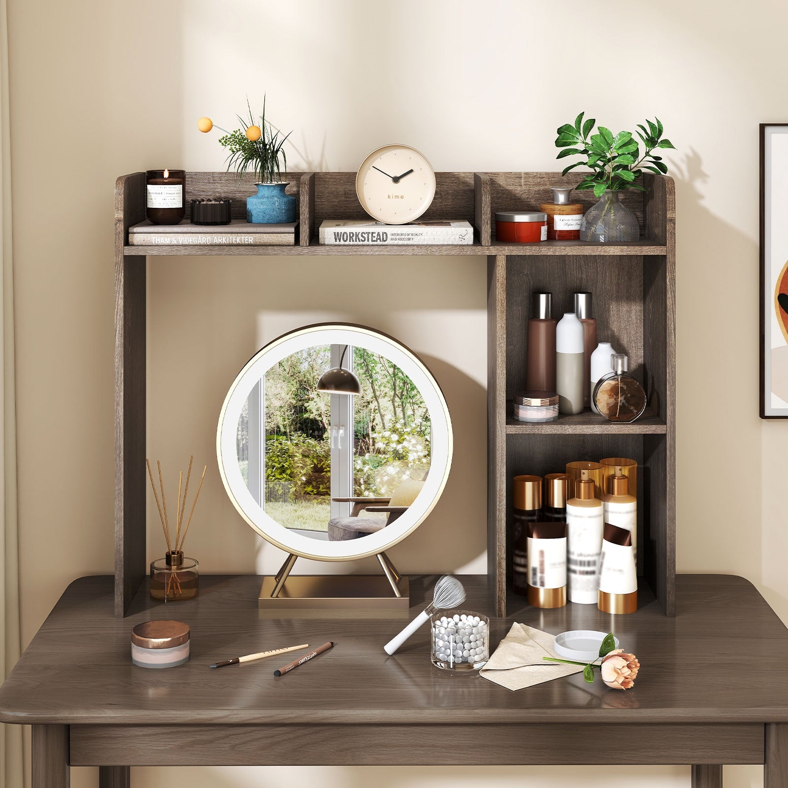 3-Tier Multipurpose Desk Bookshelf with 4 Shelves, Oak Bookcases at Gallery Canada