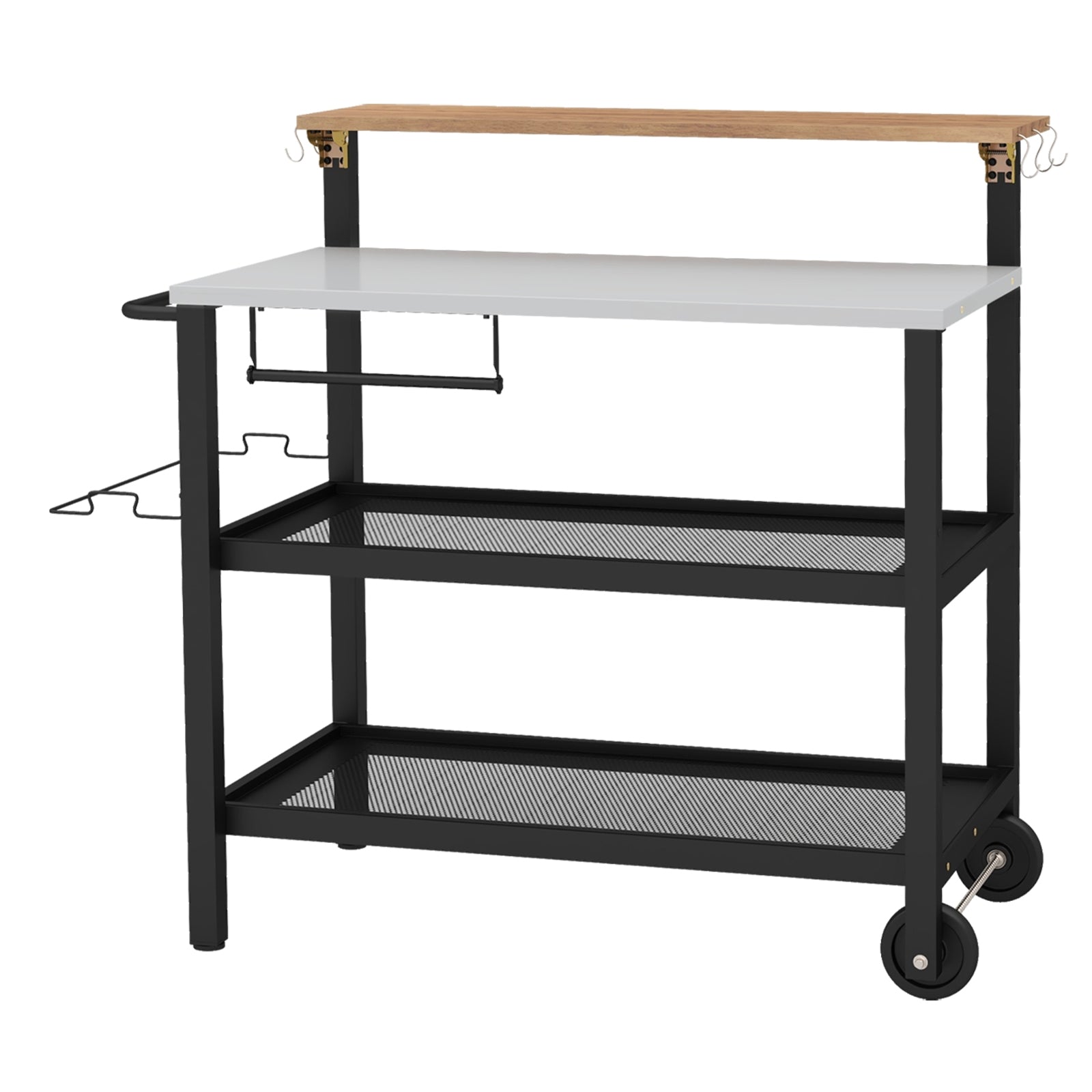 Rolling Bar Cart with Flip-up Table and Hooks for Kitchen, Black Baker's Racks at Gallery Canada