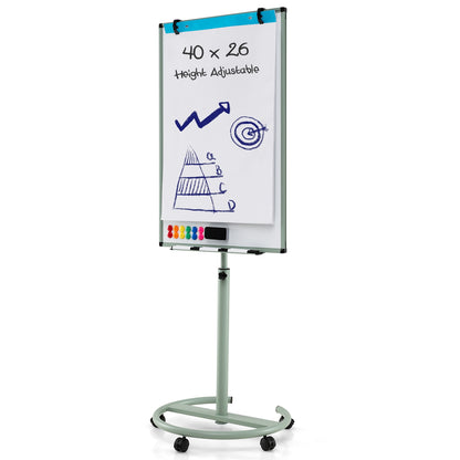 Height-Adjustable Mobile Whiteboard with Round Stand Paper Clips, Green Home Office at Gallery Canada
