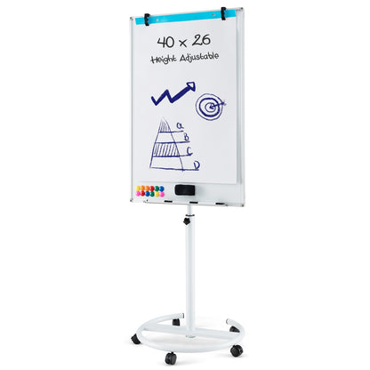 Height-Adjustable Mobile Whiteboard with Round Stand Paper Clips, White Home Office at Gallery Canada