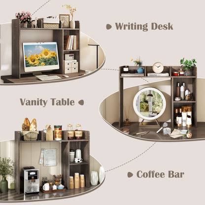 3-Tier Multipurpose Desk Bookshelf with 4 Shelves, Oak Bookcases at Gallery Canada