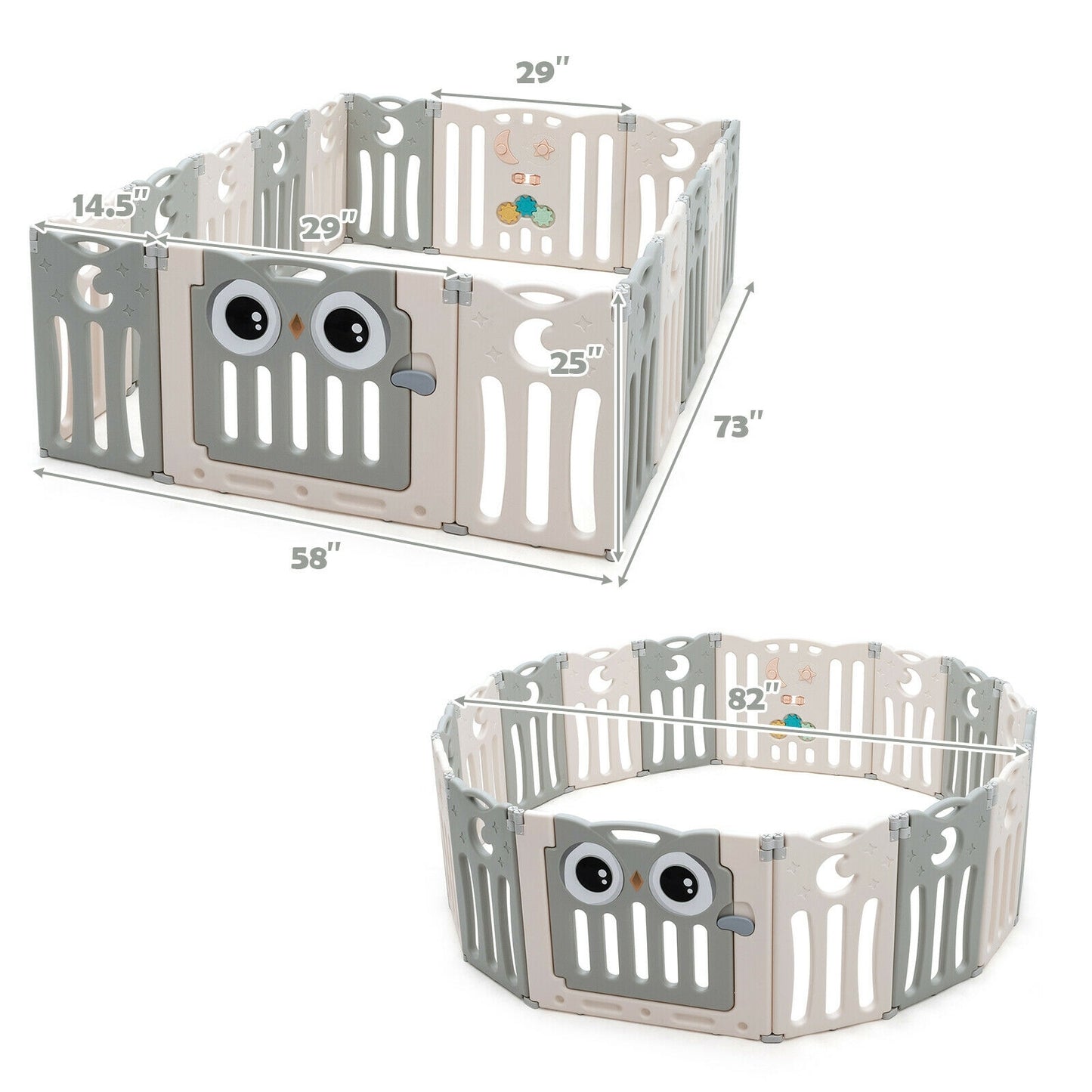 16-Panel Baby Activity Center Play Yard with Lock Door , Beige Baby Playpen & Playards at Gallery Canada