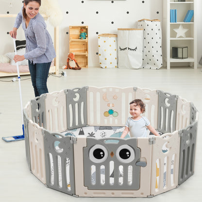 16-Panel Baby Activity Center Play Yard with Lock Door , Beige Baby Playpen & Playards at Gallery Canada