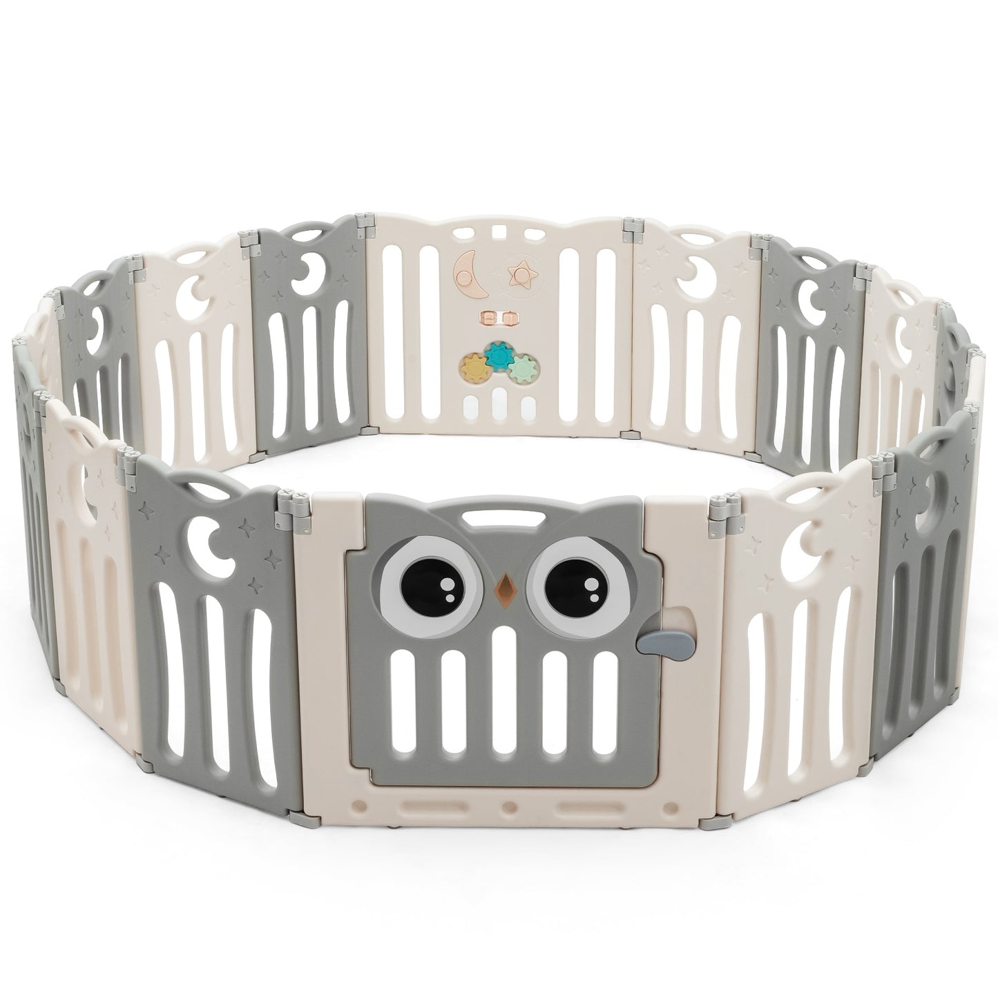 16-Panel Baby Activity Center Play Yard with Lock Door , Beige Baby Playpen & Playards at Gallery Canada