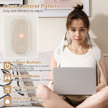 Neck Shoulder Massager with 2 Heat Levels for Pain Relief, Beige Spa & Salon at Gallery Canada