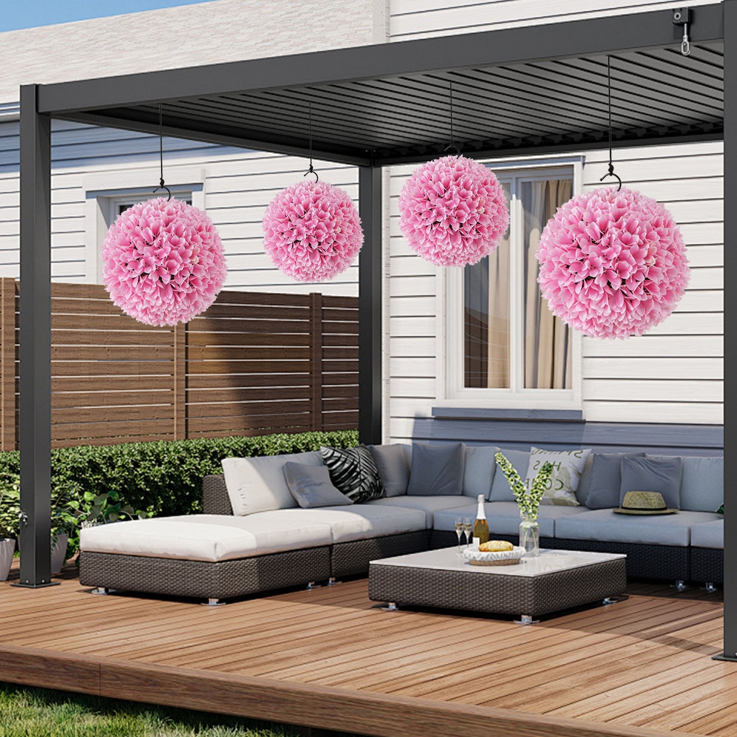 2 PCS Artificial Plant Topiary Balls Faux Boxwood Decorative Balls, Pink Faux Plants at Gallery Canada