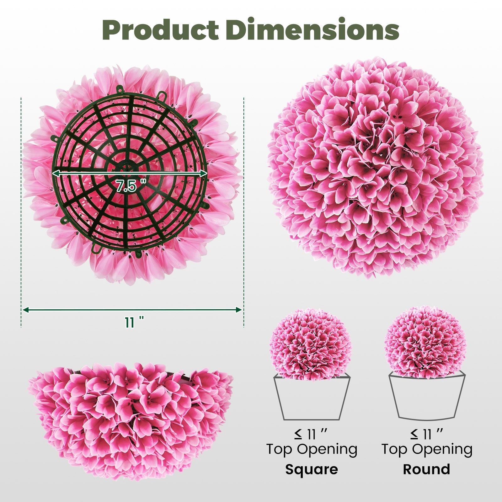 2 PCS Artificial Plant Topiary Balls Faux Boxwood Decorative Balls, Pink Faux Plants at Gallery Canada