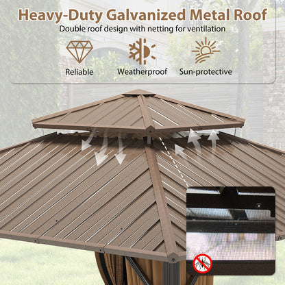 12 x 12 FT Hardtop Gazebo Outdoor Pergola for Patio Garden Deck Lawn Backyard Party Tent, Coffee Gazebos at Gallery Canada