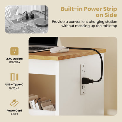 Sewing Machine Table, Charging Station, Lockable Casters, White Sewing Tables at Gallery Canada