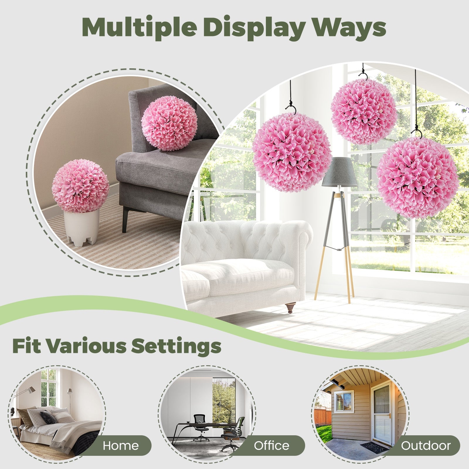 2 PCS Artificial Plant Topiary Balls Faux Boxwood Decorative Balls, Pink Faux Plants at Gallery Canada