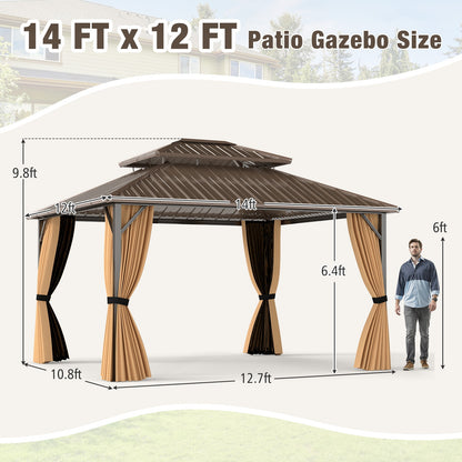 14 x 12 FT Hardtop Gazebo Outdoor Pergola for Patio Garden Deck Lawn Backyard Party Tent, Coffee Gazebos at Gallery Canada