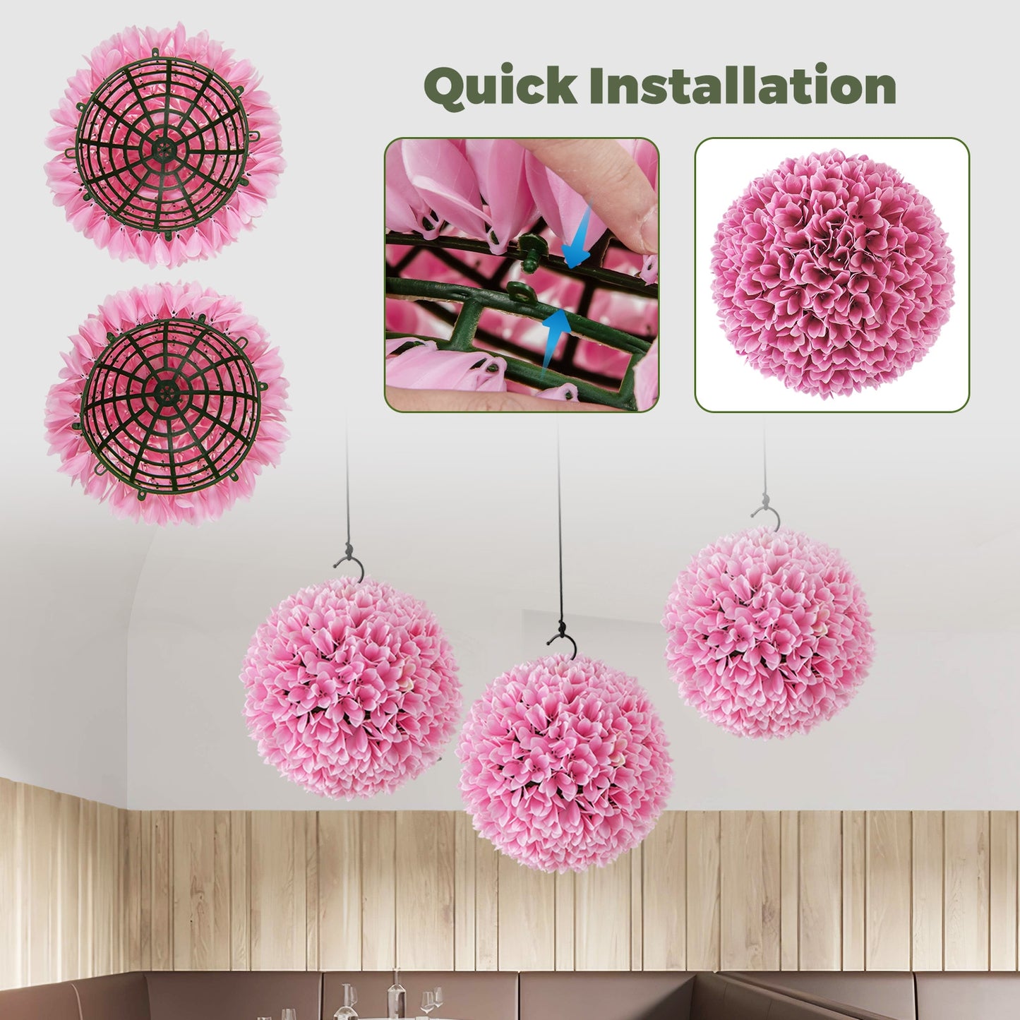 2 PCS Artificial Plant Topiary Balls Faux Boxwood Decorative Balls, Pink Faux Plants at Gallery Canada