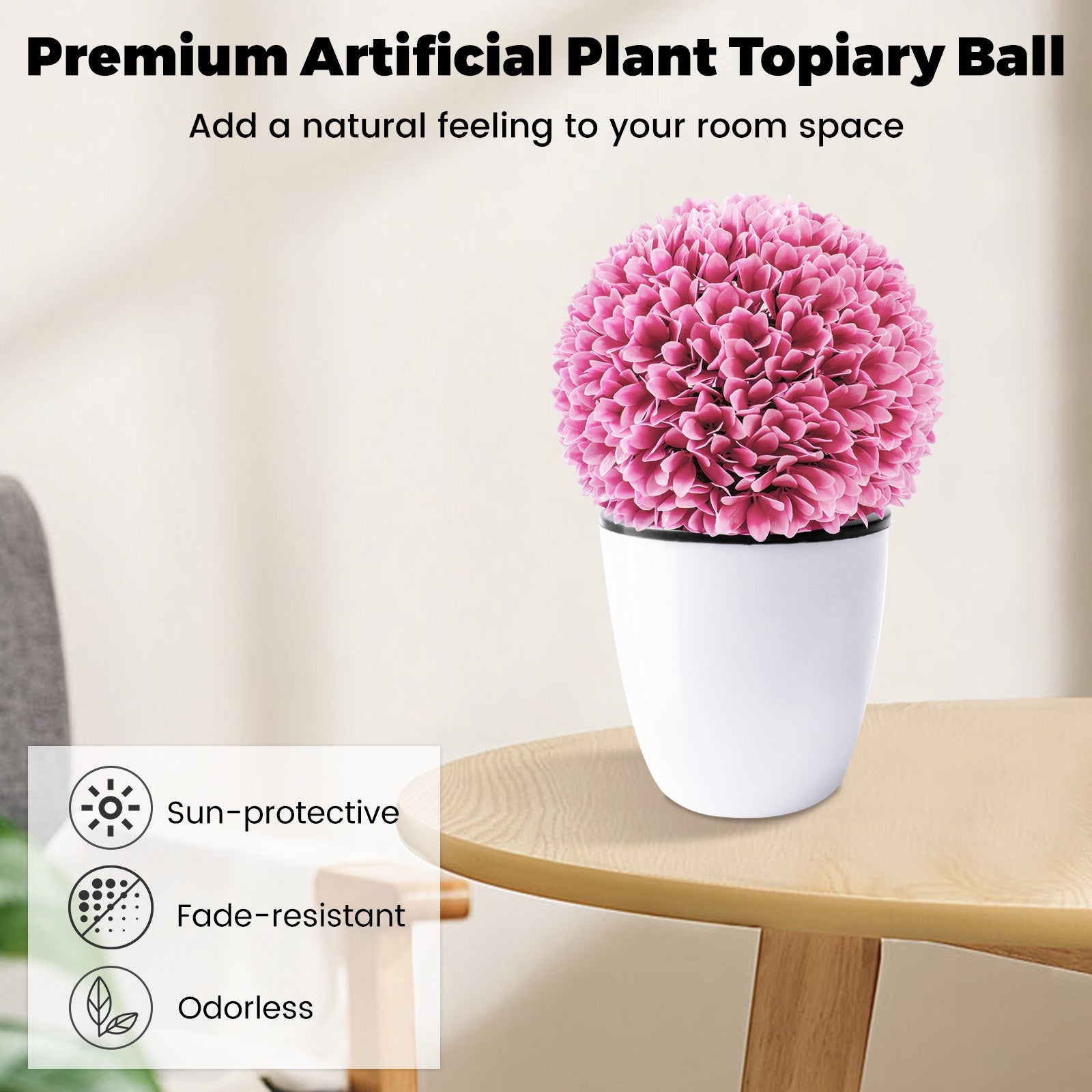 2 PCS Artificial Plant Topiary Balls Faux Boxwood Decorative Balls, Pink Faux Plants at Gallery Canada