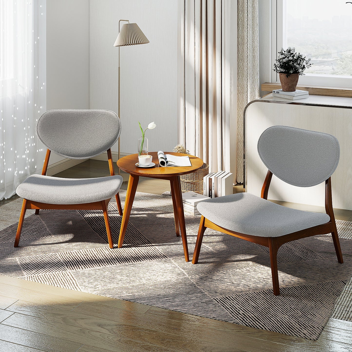 Accent Chairs Set of 2 with Side Table and Solid Wood Frame, Gray Accent Chairs at Gallery Canada