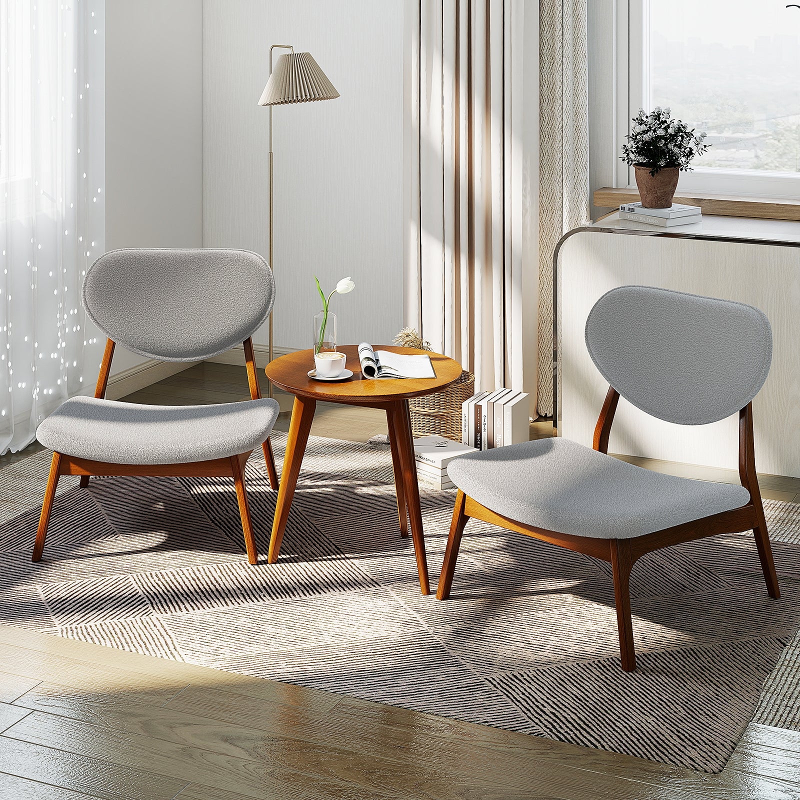 Accent Chairs Set of 2 with Side Table, Solid Wood Frame, Gray Accent Chairs at Gallery Canada