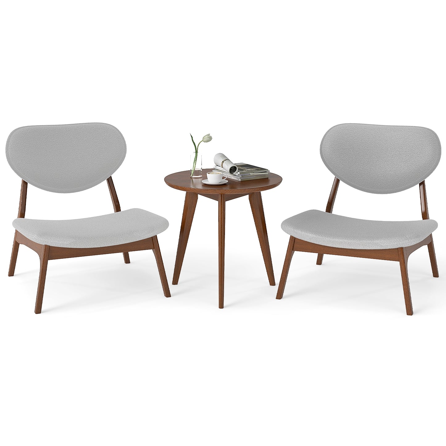Accent Chairs Set of 2 with Side Table and Solid Wood Frame, Gray Accent Chairs Gray at Gallery Canada