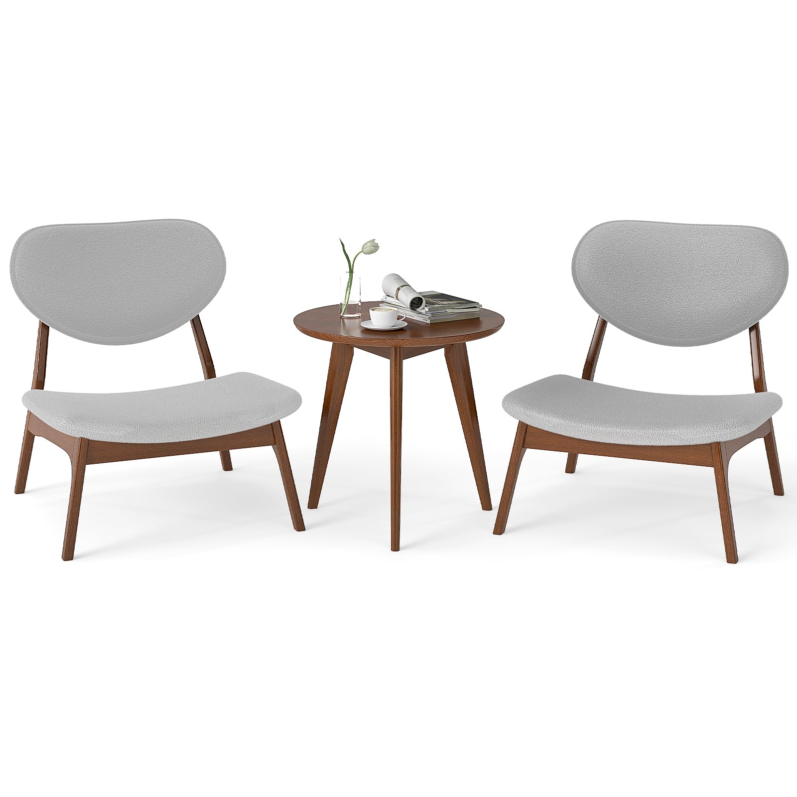 Accent Chairs Set of 2 with Side Table, Solid Wood Frame, Gray Accent Chairs at Gallery Canada
