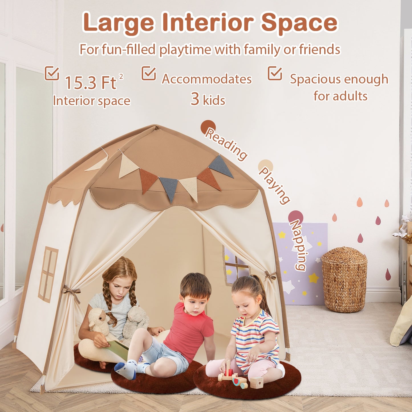 Kids Play Tent Bed Tent with String Lights Extra Large Playhouse Tent, Coffee Play Tents & Playhouse at Gallery Canada
