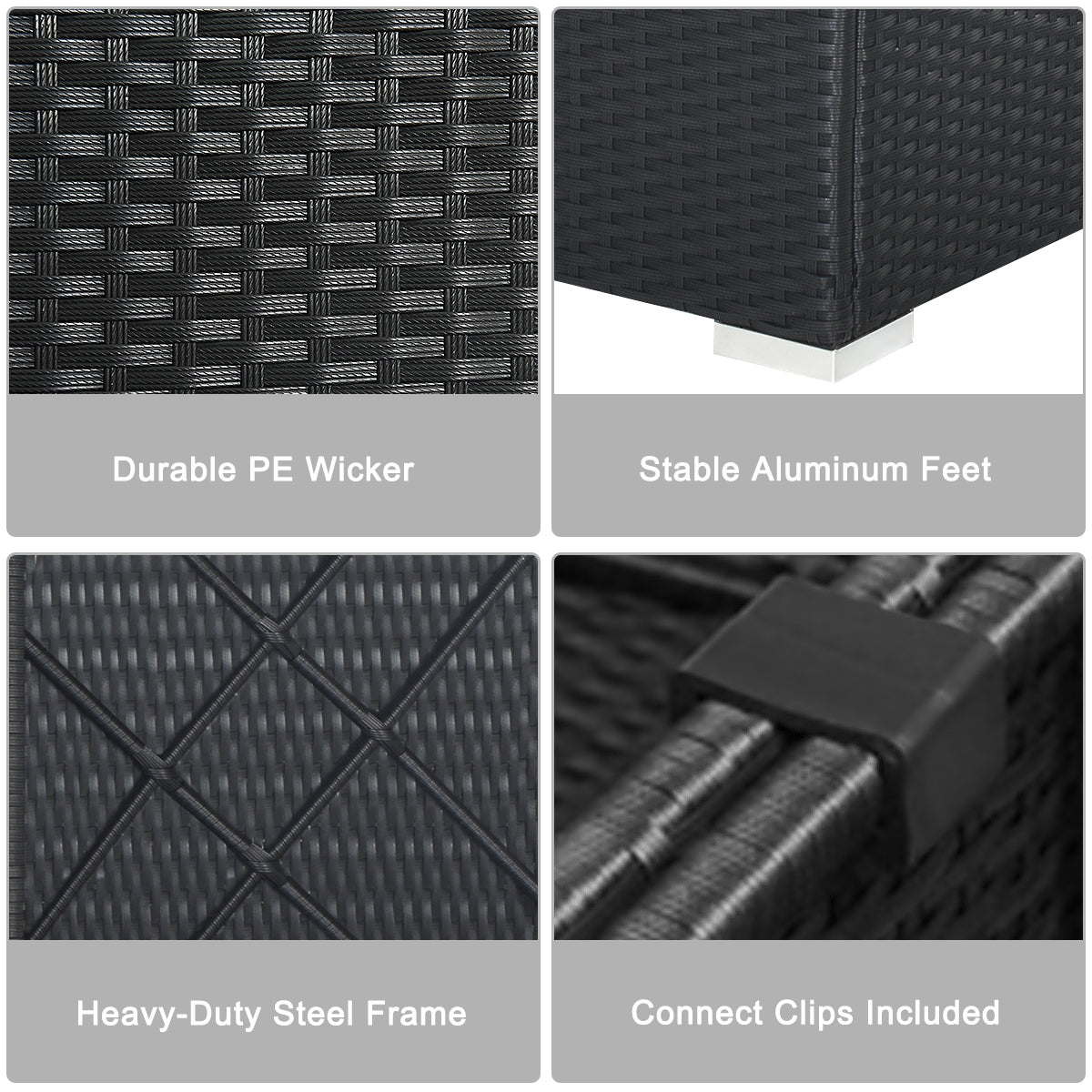 7 Pieces Sectional Wicker Furniture Sofa Set with Tempered Glass Top, Peacock Blue Outdoor Sectionals at Gallery Canada