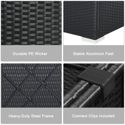 7 Pieces Sectional Wicker Furniture Sofa Set with Tempered Glass Top, Peacock Blue Outdoor Sectionals at Gallery Canada