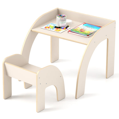 Kids Table And Chair Set, Wide Tabletop, Curved Edges, White Kids Table & Chair Sets White at Gallery Canada