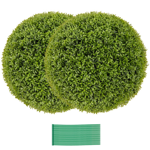 2 Pcs 20 Inch Artificial Boxwood Topiary Ball, Green