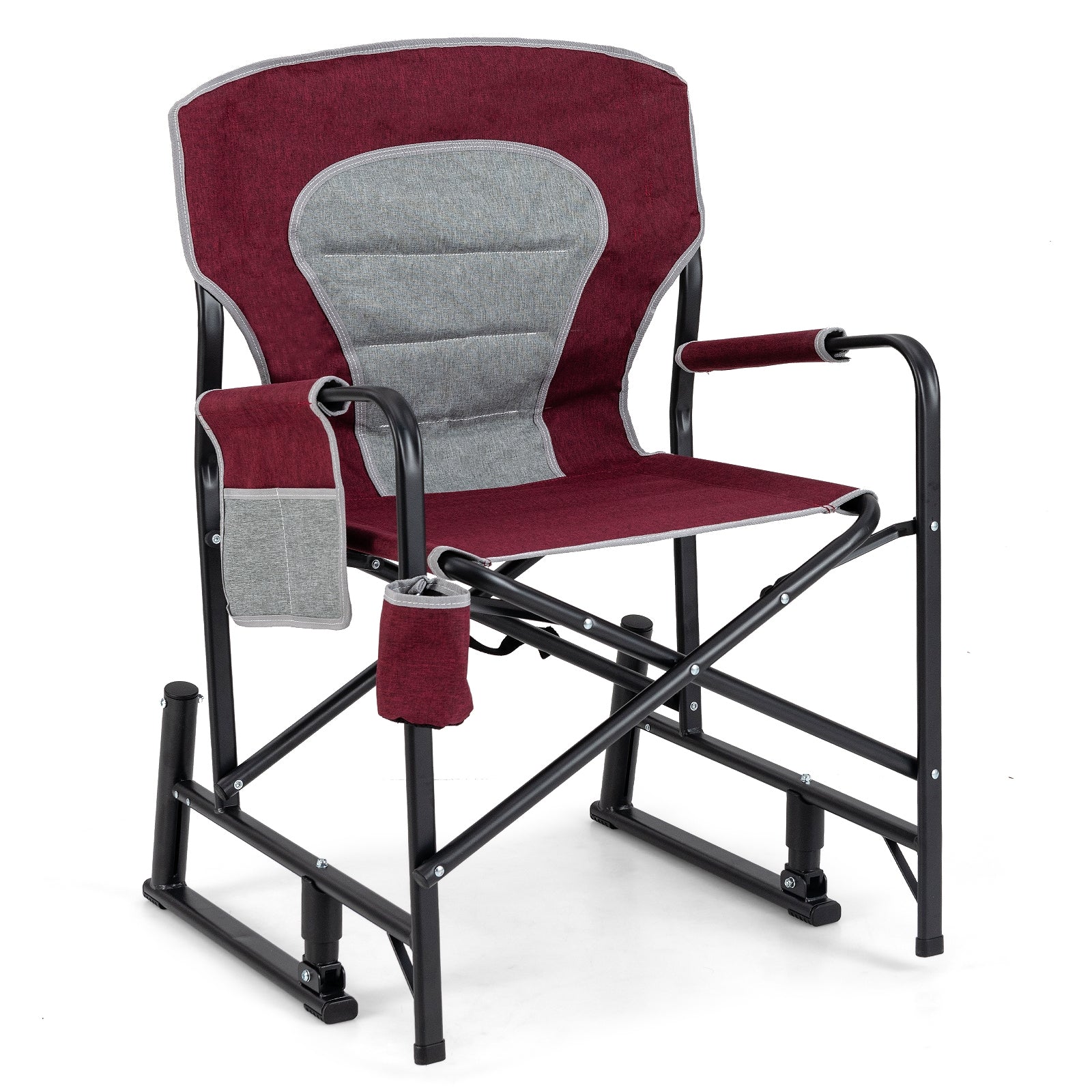 Outdoor Rocker Camping Chair with Dual Springs and Padded Back, Red Camping Furniture at Gallery Canada