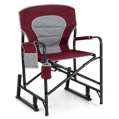 Outdoor Rocker Camping Chair with Dual Springs and Padded Back, Red Camping Furniture at Gallery Canada