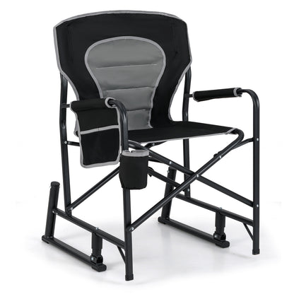Outdoor Rocker Camping Chair with Dual Springs and Padded Back, Black Camping Furniture Black at Gallery Canada