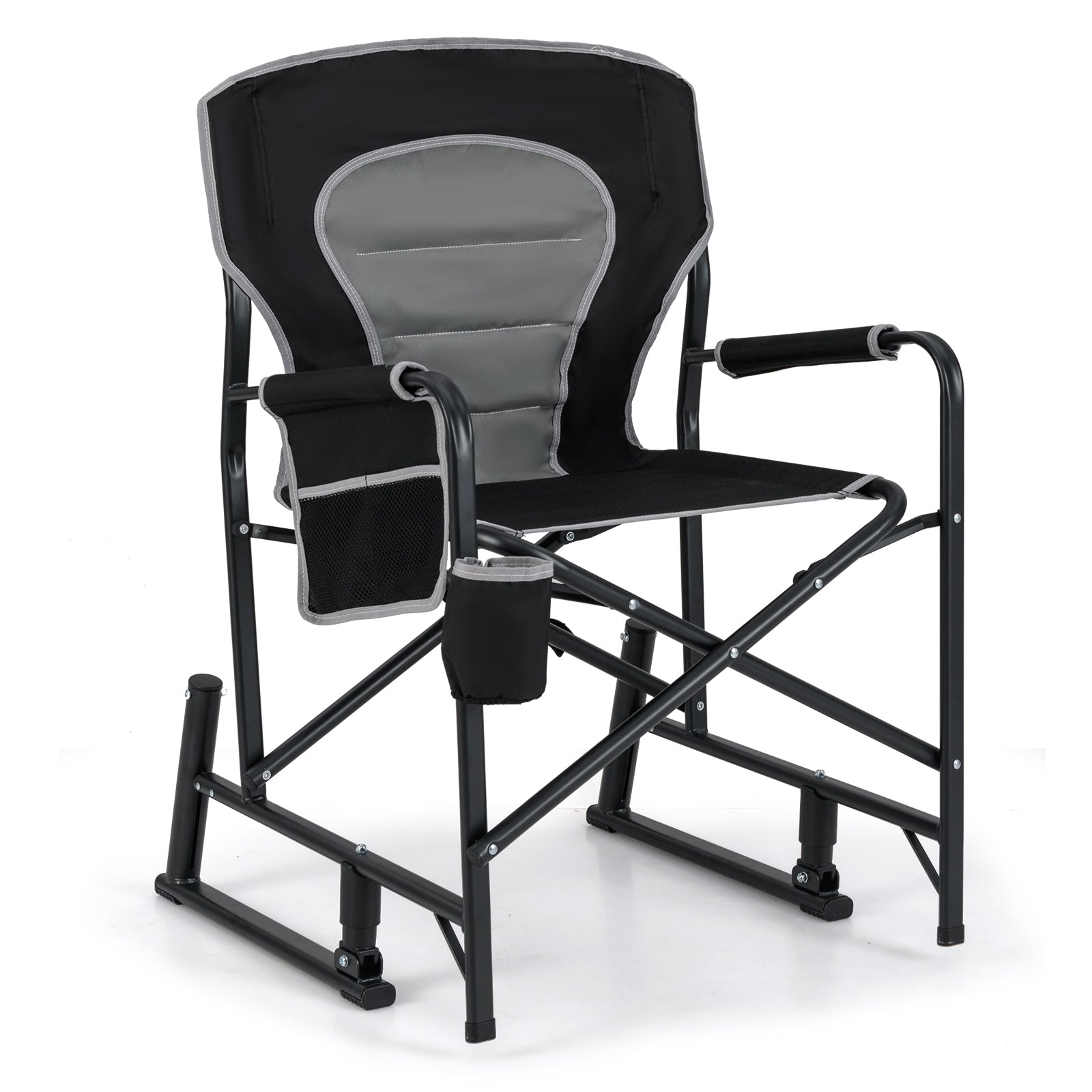 Outdoor Rocker Camping Chair with Dual Springs and Padded Back, Black Camping Furniture at Gallery Canada