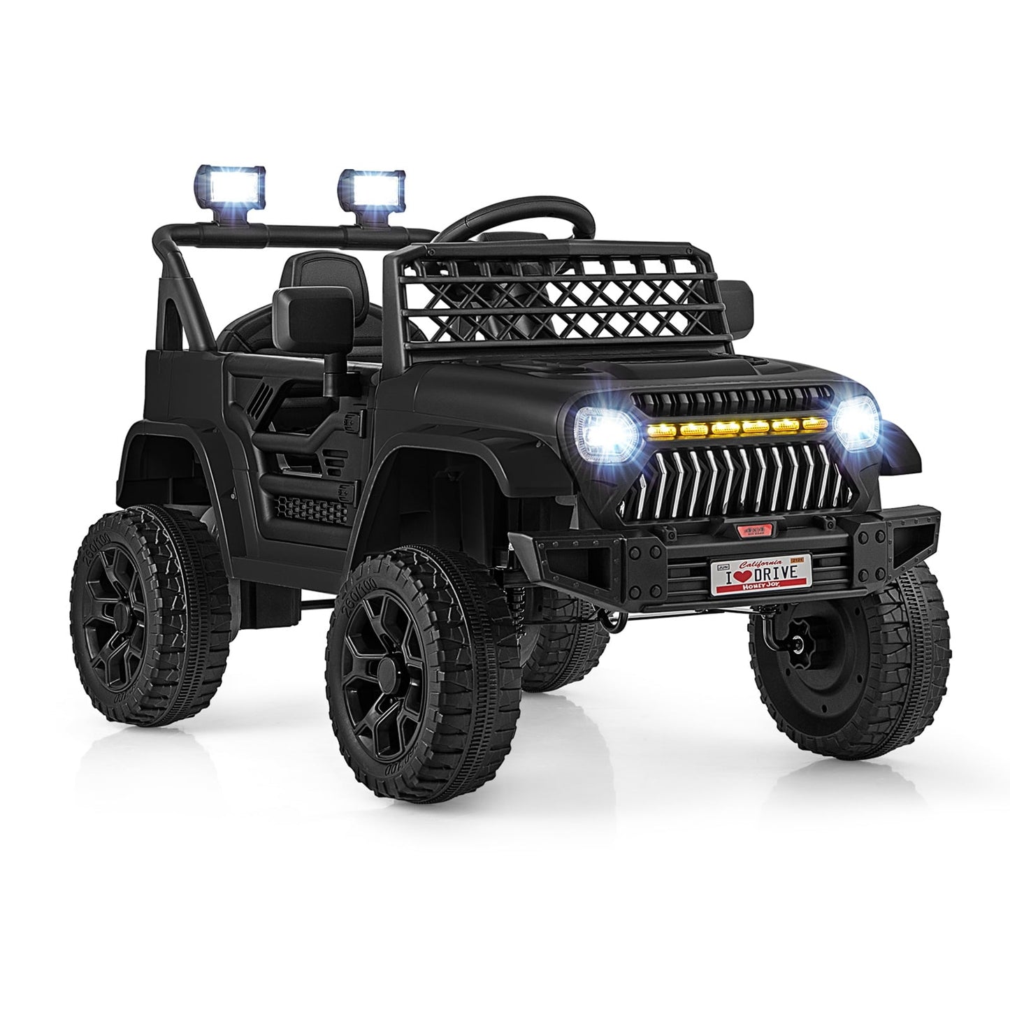 12V Kids Ride On Truck Car, Parental Remote, Music Player, Black Powered Ride On Toys Black at Gallery Canada