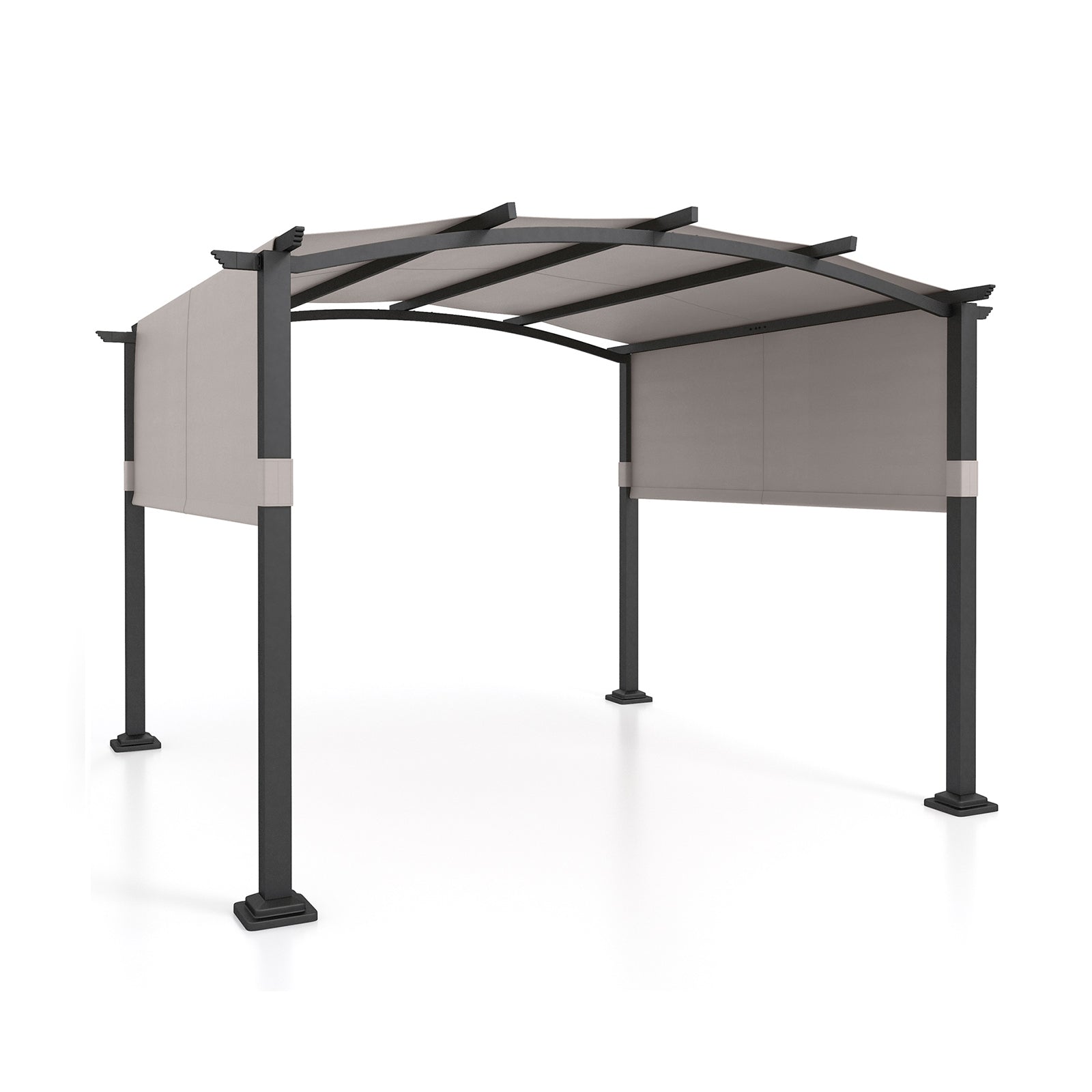 10 x 10 ft Outdoor Pergola, Modern Arched Patio Shelter, Gray Gazebos at Gallery Canada